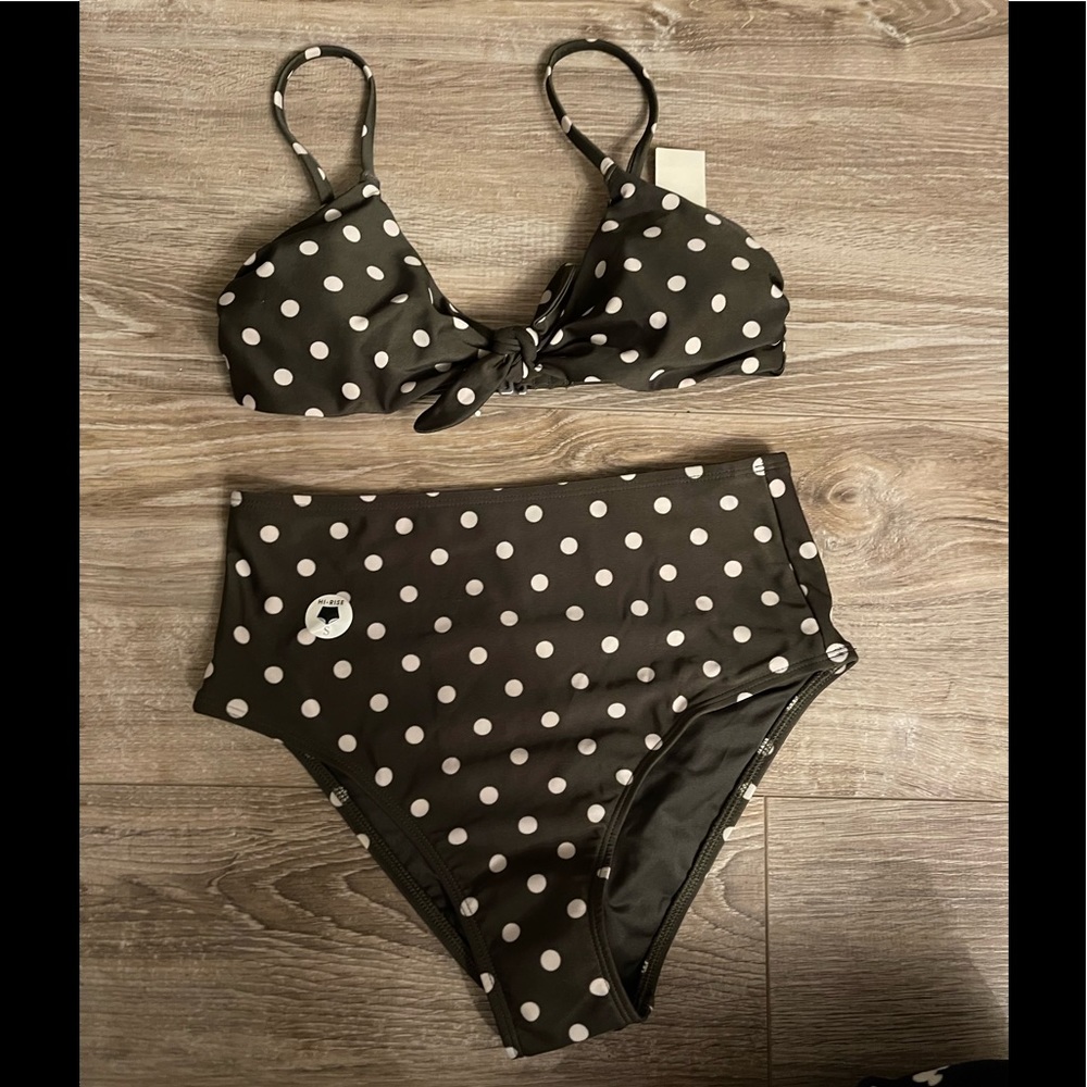 Aero bikini, Small, NWT, Hunter green/white dots